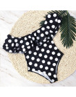 Polka Dot jednoczęściowy strój kąpielowy kobiety wzburzyć stroje kąpielowe podwójne falbany body Vintage Monokini strój kąpielow