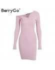 BerryGo elegancki off shoulder bodycon sukienka z długim rękawem krótki wieczorne party klub biały sukienka kobiety jesień zima 