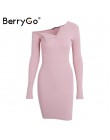 BerryGo elegancki off shoulder bodycon sukienka z długim rękawem krótki wieczorne party klub biały sukienka kobiety jesień zima 