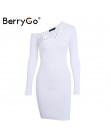 BerryGo elegancki off shoulder bodycon sukienka z długim rękawem krótki wieczorne party klub biały sukienka kobiety jesień zima 