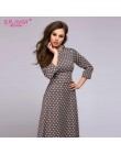 S. smak Retro fala punkt długa sukienka kobiety w stylu vintage styl O-neck trzy czwarte rękaw elegancka vestidos wiosna letnie 