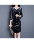 JAPPKBH długa jesień zima sukienka kobiety elegancki Vintage Plus rozmiar aksamitne panie sukienki Sexy Slim Bodycon sukienka na