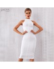 ADYCE 2019 nowy letni biały kobiety bandaża sukni Vestidos elegancki Tank Sexy bez rękawów Bodycon klub sukienki Celebrity sukie