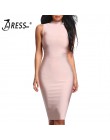 INDRESSME Midi kobiety bandaża sukni Party Dress letnia sukienka moda bez rękawów z golfem Bodycon sukienka Vestidos hurtownie 2