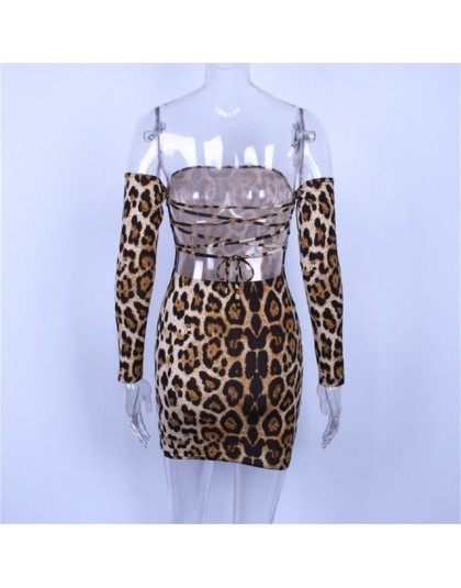 Hugcitar slash neck z długim rękawem backless bandaż leopard print sexy suknie 2018 jesień zima kobiety moda boże narodzenie suk