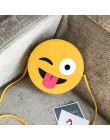 Śliczne Emoji torby na ramię kobiety torba kurierska ze skóry PU torba dziewczyny Crossbody torba dla dzieci, małe, okrągłe, Sat