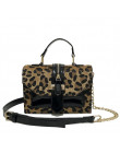 Leopard Crossbody torby dla kobiet z zamkiem błyskawicznym dekoracji panie łańcuch torebki i portmonetki ze skóry lakierowanej m