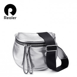 REALER kobiety torba moda na ramię Crossbody torba szeroki pasek miękkie sztuczne skóra kobiet torba dla pań wysokiej jakości