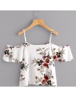 Feitong lato blusa feminina kobiety bluzki Sexy zimno ramię kwiatowy Print krótki bluzka Crop topy blusas mujer de moda 2019 now