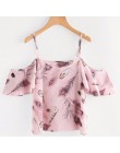 Feitong lato blusa feminina kobiety bluzki Sexy zimno ramię kwiatowy Print krótki bluzka Crop topy blusas mujer de moda 2019 now