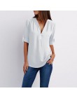 Lato koszula kobiety szyfonowa bluzka Casual z długim rękawem Top Sexy Zipper głębokie V Neck kobiety bluzki koszule Blusa Mujer