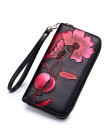 Flower Genuine Leather Women's Wallet Female Long Walet Women Carteira Lady Clutch Money Bag Coin Purse Cartera Mujer Portomonee