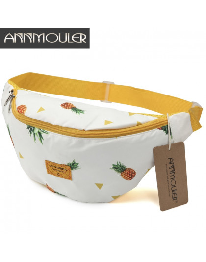 Annmouler duża pojemność kobiety Waist pack tkanina bawełniana Fanny pack ananas drukowane torba w klatce piersiowej zamek telef