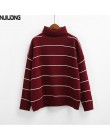 NIJIUDING 2019 New Arrival kobiety Casual swetry swetry sweter z dzianiny jesień luźne paski swetry z golfem 6 kolorów