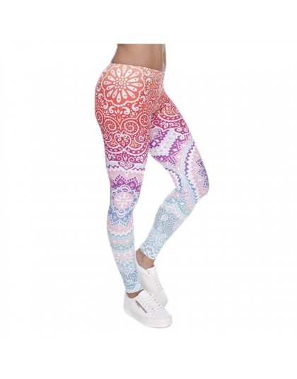 Kobiety fitness legginsy moda Legging Aztec Round Ombre druk legginsy kobiece leginsy seksowne spodnie wysokiej talii spodnie