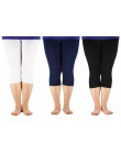 Azure damska 3/4 długość legginsy z włókna bambusowego Plus rozmiar Capri Legging wysokiej rozciągliwe legginsy spodnie podstawo