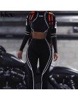 Kliou kobiety moda fitness legginsy wysokiej elastyczny pas biały w paski patchwork sportowe push up kobiet slim legginsy trenin