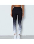 Damskie spodnie na co dzień gradientu Patchwork fitness legginsy druku szczupła talia połowie Sexy długie spodnie pracy leginsy 