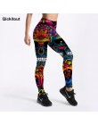 Qickitout lato w stylu kobiet legginsy kolor czaszki i liści drukowane legginsy Slim legginsy treningowe Punk dziewczyna Drop Sh