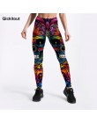 Qickitout lato w stylu kobiet legginsy kolor czaszki i liści drukowane legginsy Slim legginsy treningowe Punk dziewczyna Drop Sh