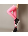 CHSDCSI Sexy stałe cukierki Neon Plus rozmiar damskie legginsy wysokiej rozciągnięte Deportes Jeggings Aptitud odzież balet tani