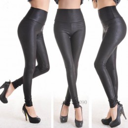 2018 nowa sprzedaż moda serpentyn sexy legginsy damskie legginsy Stretch wysokiej talii jakości Faux spodnie skórzane Plus rozmi