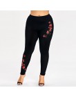 Rosegal Plus rozmiar haft kwiatowy legginsy spodnie damskie legginsy elastyczne spodnie Fitness Jeggings ołówek spodnie damskie 