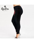 Rosegal Plus rozmiar haft kwiatowy legginsy spodnie damskie legginsy elastyczne spodnie Fitness Jeggings ołówek spodnie damskie 