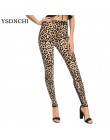 YSDNCHI 2018 moda kobiety legginsy Slim wysoka talia elastyczność legginsy Leopard drukowanie leginsy damskie spodnie bawełniane