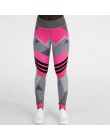 Nowy 2019 kobiety sportowe legginsy druku Patchwork treningowe damskie legginsy do fitnessu Slim Wicking Force ubrania do ćwicze