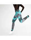 Nowy 2019 kobiety sportowe legginsy druku Patchwork treningowe damskie legginsy do fitnessu Slim Wicking Force ubrania do ćwicze