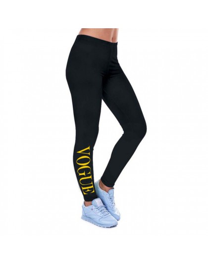 VOGUE list legging kobiety Lady odzież sportowa czarny Legging wiosna lato list druku spodnie jesień w połowie talii legginsy pi