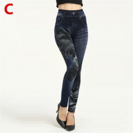 Weljuber kobiety legginsy jesień dżinsy legginsy szczupła Mock kieszeń kobieta druku Jeggings damskie Denim spodnie skinny fit