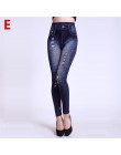 Weljuber kobiety legginsy jesień dżinsy legginsy szczupła Mock kieszeń kobieta druku Jeggings damskie Denim spodnie skinny fit