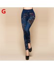 Weljuber kobiety legginsy jesień dżinsy legginsy szczupła Mock kieszeń kobieta druku Jeggings damskie Denim spodnie skinny fit