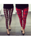 Drukowane legginsy kobiety Gothic legginsy Plaid drukuj Legging kwiatowy elastyczna talia Super miękkie, elastyczne Multicolor P