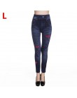 Weljuber kobiety legginsy jesień dżinsy legginsy szczupła Mock kieszeń kobieta druku Jeggings damskie Denim spodnie skinny fit