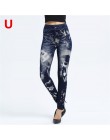 Weljuber kobiety legginsy jesień dżinsy legginsy szczupła Mock kieszeń kobieta druku Jeggings damskie Denim spodnie skinny fit