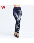 Weljuber kobiety legginsy jesień dżinsy legginsy szczupła Mock kieszeń kobieta druku Jeggings damskie Denim spodnie skinny fit