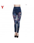 Weljuber kobiety legginsy jesień dżinsy legginsy szczupła Mock kieszeń kobieta druku Jeggings damskie Denim spodnie skinny fit