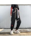 Sweetown Plus rozmiar Pantalon duże Femme czarny Harajuku Cargo spodnie dresowe koreański styl wysoka talia Baggy biegaczy damsk