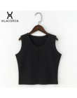 7 kolorów moda wokół szyi T koszula kobiety lato Sexy bez rękawów wysokiej talii Crop Top bawełna dół topy T Shirt kobiet Street