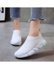 Damskie buty 2019 nowy Flyknit trampki kobiety oddychające Slip On płaskie buty miękkie dno białe trampki na co dzień kobiety mi