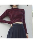 Crop Tops kobiety 2017 elegancki cały mecz klasyczny pasek Slim krótki gorset Crop Top golf z długim rękawem koszulka Sexy koszu