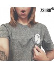 2018 lato w stylu europejskim kobiety T Shirt kieszeń kot Top Tee na co dzień z krótkim rękawem topy kobiety plus rozmiar odzież