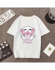 Wiosna lato nowy styl T shirt kobiety Cute Cartoon drukuj z krótkim rękawem O Neck bawełna elastan kobiety topy Slim Fit kobiety