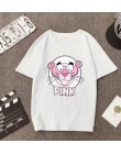 Wiosna lato nowy styl T shirt kobiety Cute Cartoon drukuj z krótkim rękawem O Neck bawełna elastan kobiety topy Slim Fit kobiety