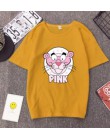 Wiosna lato nowy styl T shirt kobiety Cute Cartoon drukuj z krótkim rękawem O Neck bawełna elastan kobiety topy Slim Fit kobiety