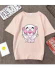 Wiosna lato nowy styl T shirt kobiety Cute Cartoon drukuj z krótkim rękawem O Neck bawełna elastan kobiety topy Slim Fit kobiety