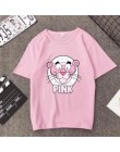 Wiosna lato nowy styl T shirt kobiety Cute Cartoon drukuj z krótkim rękawem O Neck bawełna elastan kobiety topy Slim Fit kobiety